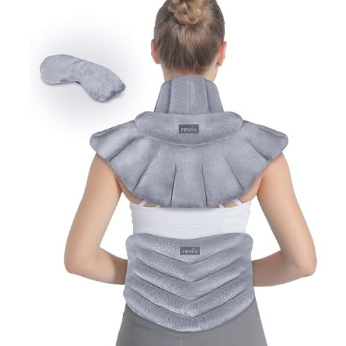 REVIX Microwave Heating Pad Set, Moist Heat Neck Shoulder Wrap & Eye Mask