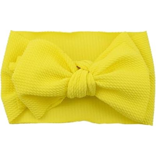Baby Girl's 8'' Soft Big Bow knot Nylon Headband Toddler Hairband for Photography Travel Party Festivals (Yellow)