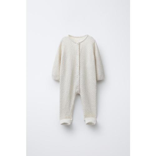 CONVERTIBLE COTTON, SILK AND CASHMERE TEXTURED KNIT JUMPSUIT WITH FOOT - Mid-ecru | ZARA United States