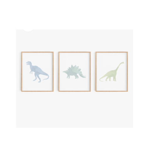 Pastel Watercolor Dinosaur Art Prints (Set of 3)