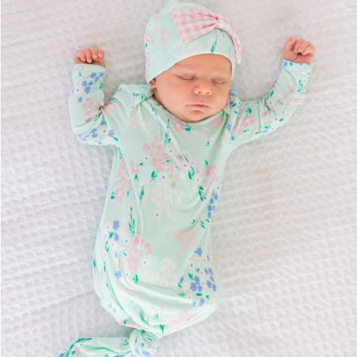 Ruffle Knotted Sleep Gown & Hat Set