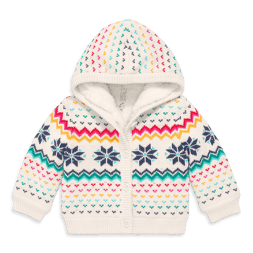 Baby Fleece-Lined Cardigan In Snowflake Fair Isle