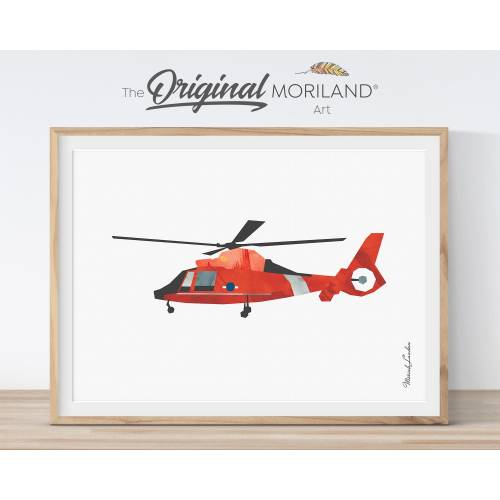 Coast Guard Helicopter Print, Playroom Decor (Digital File)