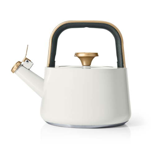Beautiful 1.8L Ceramic Non-Stick Stovetop Tea Kettle, White Icing by Drew Barrymore