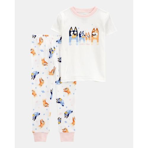 Toddler Girl Bluey Snug Fit Cotton 2-Piece Pajamas - White | Carter's