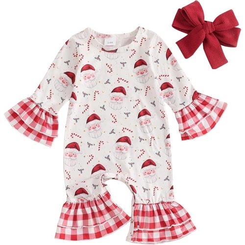 My First Christmas Baby Girl Outfit Newborn Infant Gingerbread Romper Santan Claus Jumpsuit Toddler Xmas Clothes