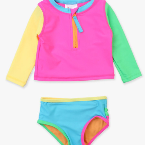 Long Sleeve Zipper Rash Guard 2-Piece | RuffleButts & RuggedButts