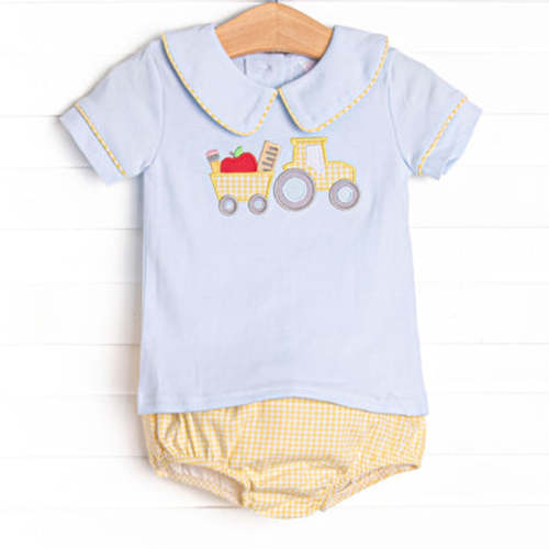 Planting Knowledge Applique Diaper Set, Yellow – Stitchy Fish