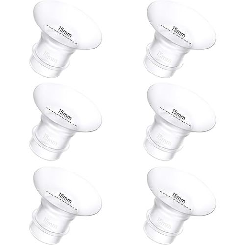 6Pcs Breast Pump Flange Insert 15mm Compatible with Momcozy/Spectra/Medela/eufy/Elvie/Lansinoh/Paruu P10 Breast Pump, Fit for Momcozy M5/M9/M6/V2 Pro/V2 pro/S12 Pro/eufy E10 S1 S1 Pro, 24mm Flange