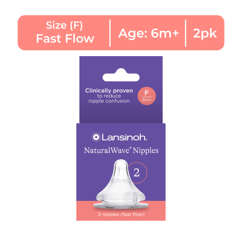 Lansinoh NaturalWave Baby Bottle Nipples, Fast Flow (4L), 2 Count HSA/FSA Eligible