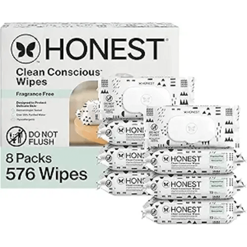 The Honest Company Hypoallergenic Multi-Use Baby Wipes for Sensitive Skin Baby Pattern Play 576 Count
