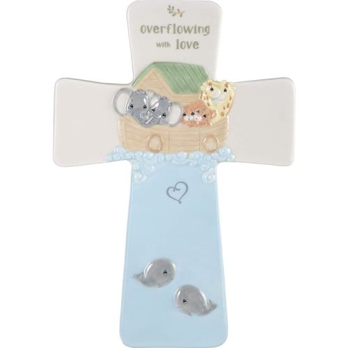 Precious Moments 193432 Overflowing with Love Noah's Ark Ceramic Cross, Multicolor