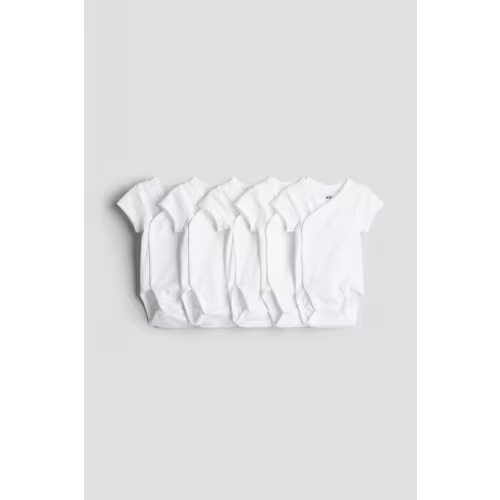 5-pack Organic Cotton Kimono Bodysuits, White, 3M