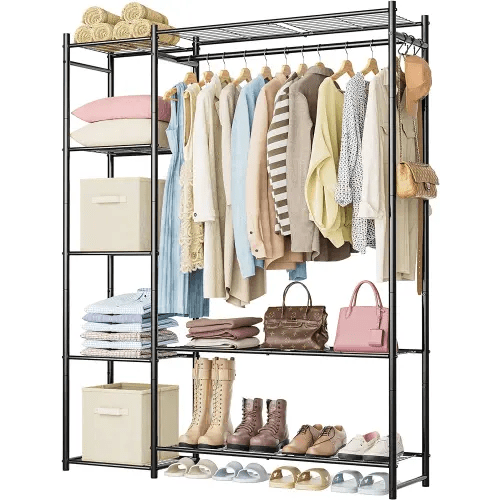 HOMIDEC Wardrobe Closet,Portable Clothes Rack with 4 Tiers Shelves