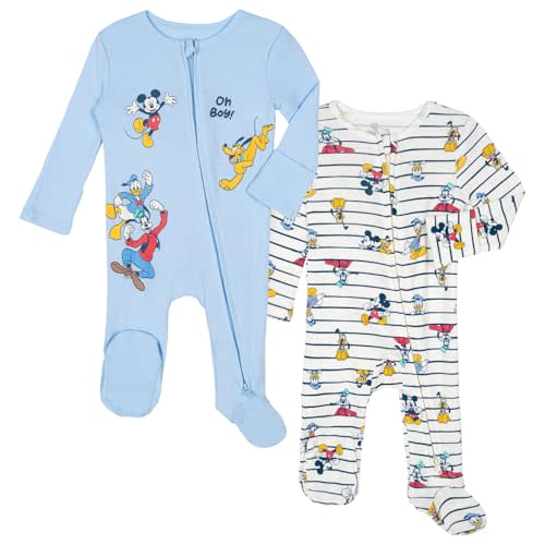 Disney Baby Boys' 2-Pack Footed One-Piece Sleep N' Play Newborn to Infant
