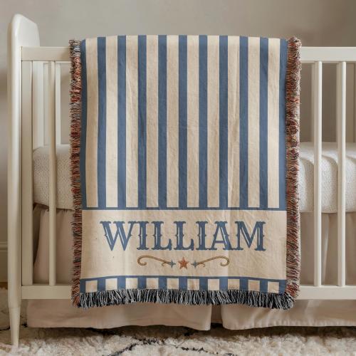 Personalized Western Baby Blanket, Striped Blanket with Name, Cowboy Nursery Decor