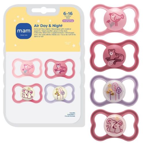 MAM Air Day & Night Pacifiers 6-16m - Girl - 4pk