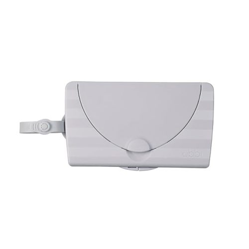 Ubbi On-The-Go Baby Wipes Dispenser, Portable Wipes Container for Travel, Diaper Bag Accessory Must Have for Newborns, Reusable Wipes Holder, Gray