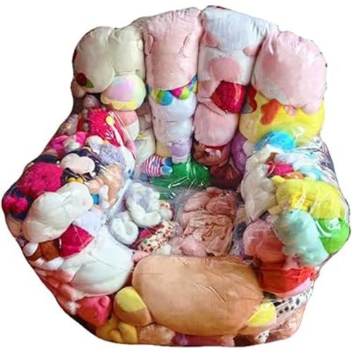 Clear Animal Bean Bag Chair Cover-Clear Stuffed Animal Storage Transparent Chair Covers for Kid's Room, Toy Organizer for Kids (Cover Only, No Filler Included) (B)