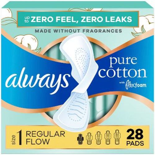 Always Pure Cotton with Wings Size 1 Regular Unscented - 28ct
