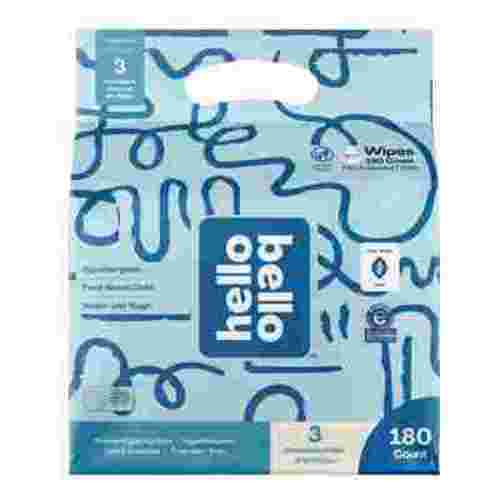 Hello Bello Baby Wipes, Soothing Wet, Fragrance-Free, 180 Unscented Plant-Based Wipes, 3 Pouch Pack