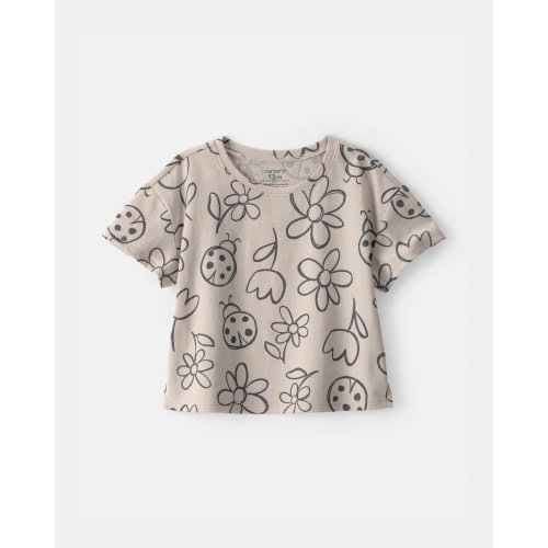 Baby Girl Ladybug Floral Top - Brown | Carter's