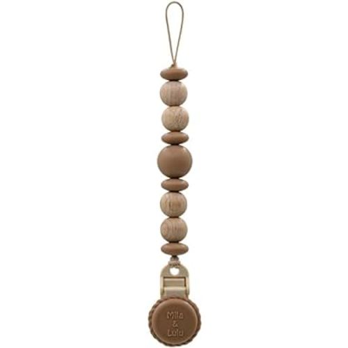 Mila & Lulu Silicone Pacifier Clip – Metal-Free, Rust-Free, 100% Food-Grade Silicone and Natural Beech Wood, Secure Pacifier Holder & Teething Accessory for Babies – Hazel