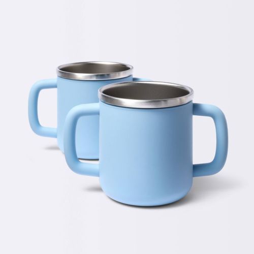 8 fl oz Stainless Steel Open Cups - Blue - 2pk - Cloud Island™: Silicone, 3.06" Height, 5.75" Width