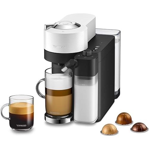 Nespresso Vertuo Lattissima Coffee & Espresso Maker by De'Longhi, Matte White and Glossy