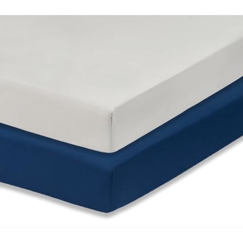 Everyday Kids 2-Pack Fitted Crib Sheets, 100% Soft Breathable Microfiber Baby Sheet, Fits Standard Size Crib Mattress 28in x 52in, Navy Nursery Sheet and Gray Nursery Sheet