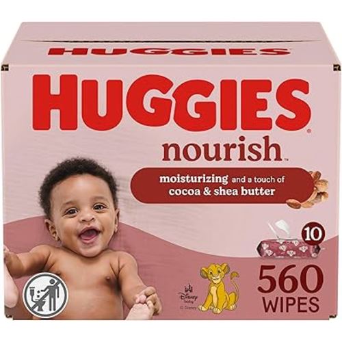 Huggies Nourish Scented Baby Wipes, 10 Push Button Packs (560 Wipes Total)