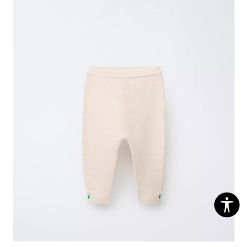 EMBROIDERED FLORAL LINKS KNIT PANTS - Vanilla | ZARA United States