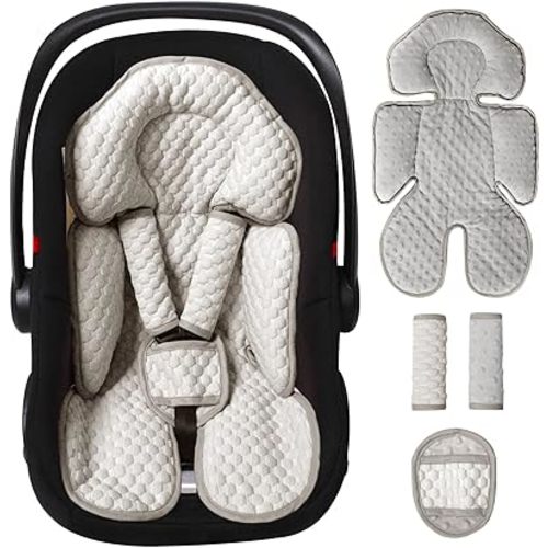 Infant Car Seat Insert, Reversible Baby Carseat Cushion 2-in-1 for Newborns Toddlers Head & Body Support Pad for Carseats, Strollers, Swings, Bouncers
