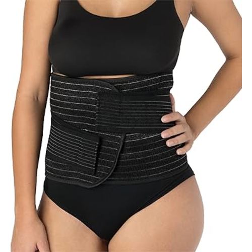 UpSpring Shrinkx Belly Charcoal Postpartum Belly Wrap, Adjustable Postpartum Belly Band to Support, Slim and Smooth After Baby (Charcoal Gray, Small/Medium)