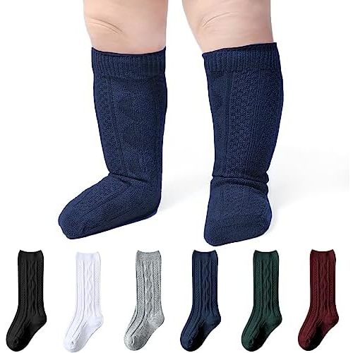 Baby Knee High Socks Girls Newborn Socks Boys Infant Tube Sock Cable Knit Knee High Stockings 3/6 Pairs