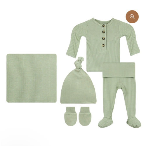 Ellis Ribbed Newborn Hat Bundle (Top + Bottom)