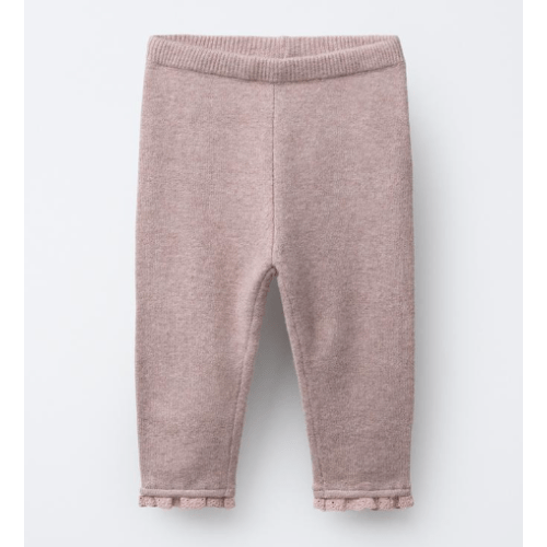 LACE TRIM KNIT LEGGINGS - Light pink | ZARA United States