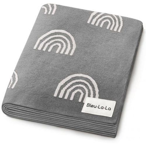Bleu La La 100% Luxury Cotton Soft Knit Swaddle Baby Blanket for Blanket for Newborns and Infants Boys and Girls - Rainbow - Grey
