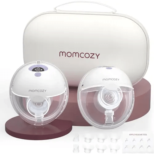 Momcozy Breast Pump Hands Free M5, Wearable Breast Pump of Baby Mouth Double-Sealed Flange with 3 Modes & 9 Levels, Electric Breast Pump Portable - 24mm, 2 Pack Lilac