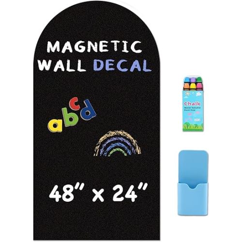 Arch Magnetic Wall Decal - 48" x 24" Matte Finish Chalkboard Sticker for Wall - Magnetic Board for Playroom, Home Classroom(Black)