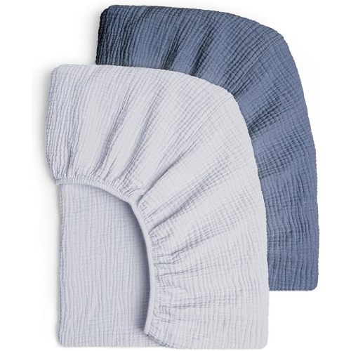 lulumoon Baby Crib Sheets Muslin: Soft Cotton for Baby's Cozy Sleep | Breathable Keeps Baby Cool and Dry All Night - Fitted for Standard Crib - Neutral for Boys and Girls 52x28 inch 2Pack
