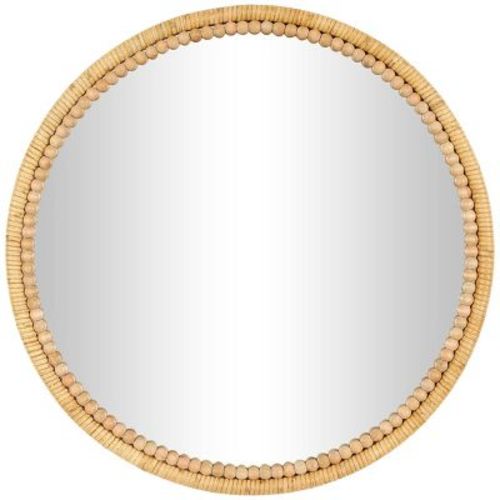 24"x24" Wood Wrapped Wall Mirror with Beaded Frame Brown - Olivia & May