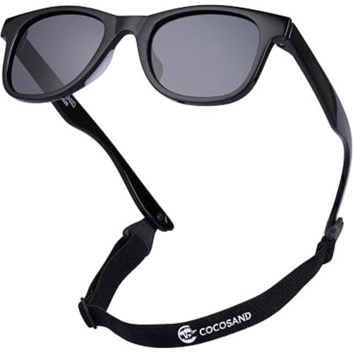 COCOSAND Kids Sunglasses with Strap Polarized Flexible Frame Soft Silicone Nose Pads for Toddler Boys Girls Ages 2-6