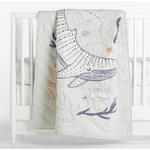 Aquatic Life 100% Organic Cotton Baby Crib Quilt