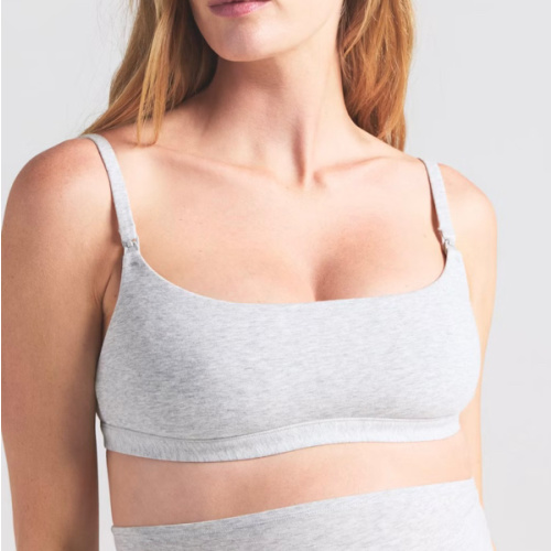COTTON JERSEY MATERNITY NURSING SCOOP BRALETTE | LIGHT HEATHER GREY | SKIMS