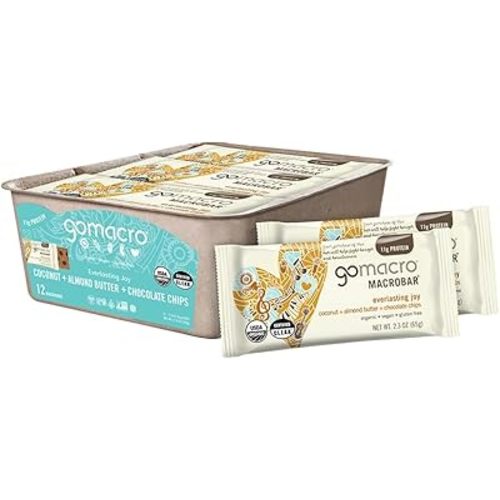 GoMacro MacroBar Organic Vegan Protein Bars - Coconut + Almond Butter + Chocolate Chips (2.3 Ounce Bars, 12 Count)