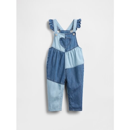 Baby Two-Tone Denim Heart Overalls
