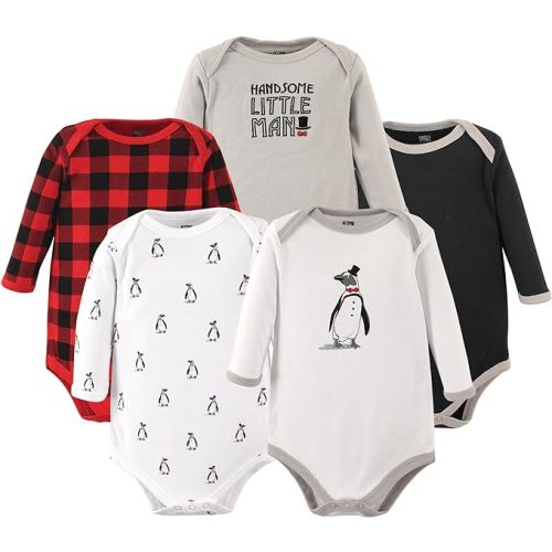 Hudson Baby baby-boys Cotton Long-sleeve Bodysuits 5-pack
