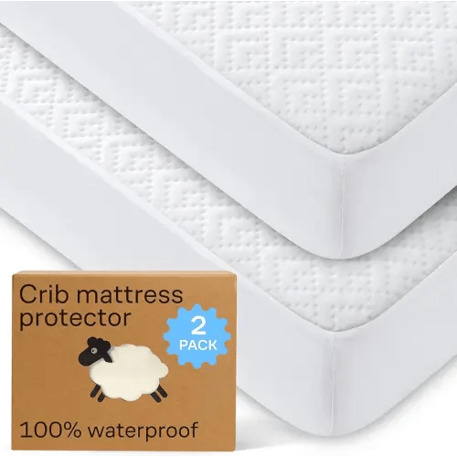 Niagara Crib 2 Pack 100% Waterproof Mattress Protector, Soft Breathable Crib Mattress Protector with Deep Pocket, Mattress Pad for Toddler and Baby (52x28, White) - Viscose Made from Bamboo
