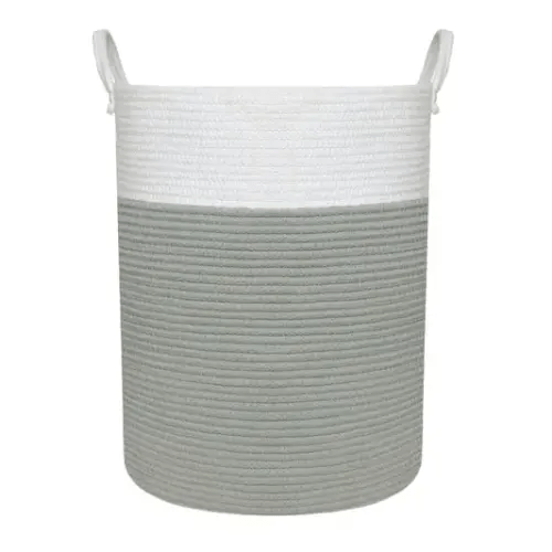 Living Textiles Cotton Rope Hamper Sage/White | Baby Bunting AU